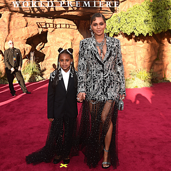 The World Premiere Of Disney's "THE LION KING" HOLLYWOOD, CALIFORNIA - JULY 09: Blue Ivy Carter (L) and Beyonce Knowles-Carter attend the World Premiere of Disney's "THE LION KING" at the Dolby Theatre on July 09, 2019 in Hollywood, California