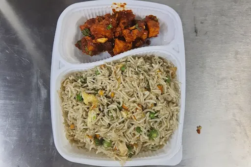 Chicken Rice With Chicken Manchurian