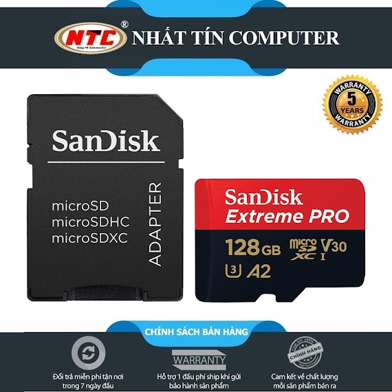 Thẻ Nhớ Microsdxc Sandisk Extreme Pro V30 U3 4K A2 128Gb R170Mb/S W90Mb/S (Đen Đỏ)