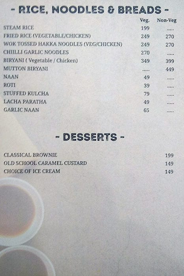 Hotel Sky menu 