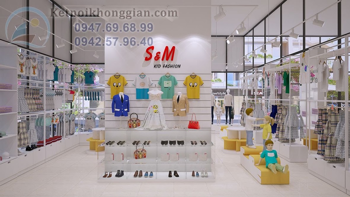 thiết kế shop thời trang mẹ và bé sang trọng