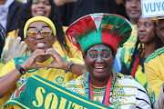 South Africans fans, including Mama Joy and Sadaam Maake, at Charles Konan Stadium in Yamoussoukro, Ivory Coast, 