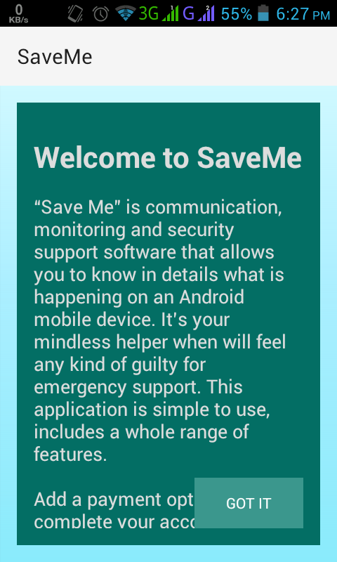 Android application Save Me screenshort