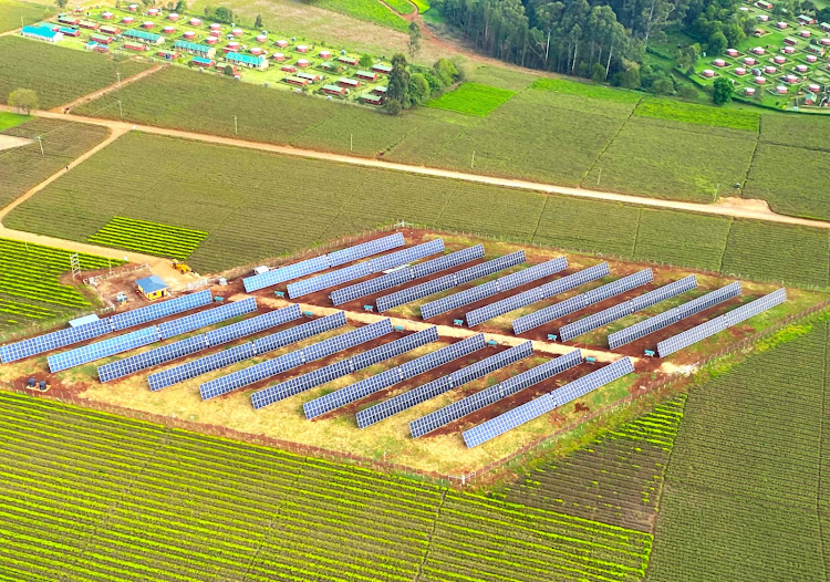 An aerial view of Chomogonday solar power project.