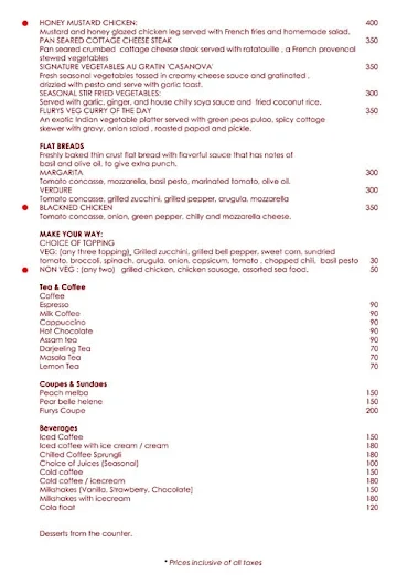 Flurys menu 