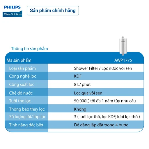 Bộ lọc nước vòi sen Philips AWP1775WH/74