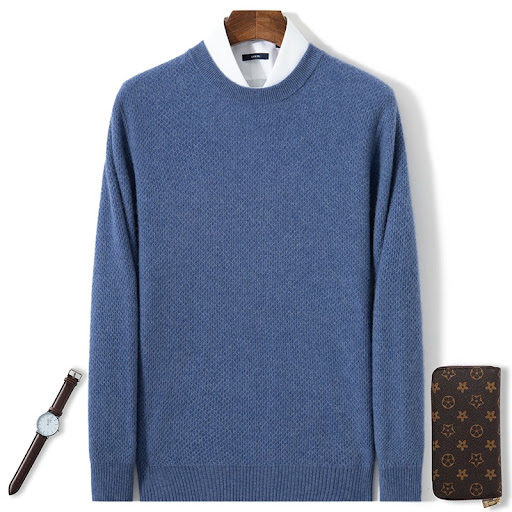 Title 10, Mens Cashmere Sweater with Loose Fit Underneat...