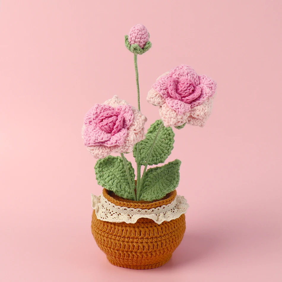 Handgemaakte Wollen Geweven Woondecoratie met Tulp in Pot, voor een Natuurlijke en Elegante Touch in je Interieur.