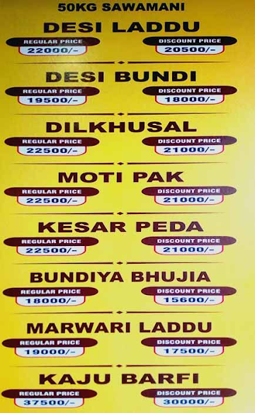 Bhikharam Chandmal menu 