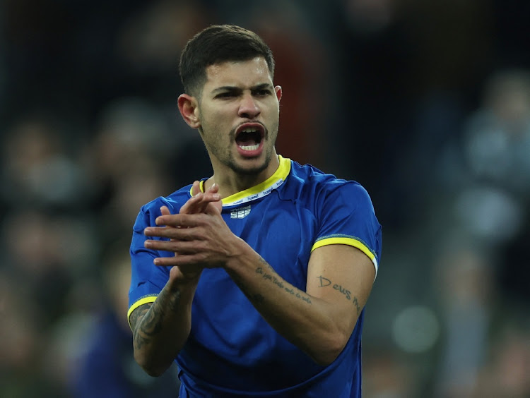 Soccer Football - Premier League - Newcastle United v Everton - St James' Park, Newcastle, Britain - February 8, 2022 Newcastle United's Bruno Guimaraes celebrates after the Newcastle United v Everton match at St James' Park, Newcastle on February 8 2022. Picture: Action Images via Reuters/Lee Smith