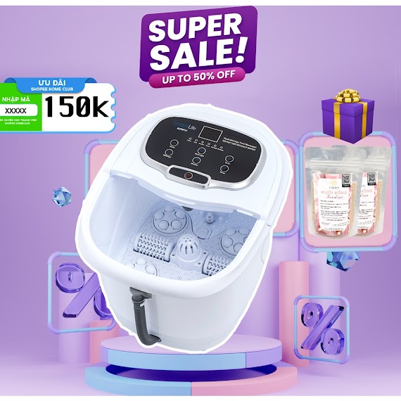 Bồn Ngâm Chân Massage Cao Cấp Con Lăn Tự Động Homedics Serenelife Sl12 Htbeauty, Làm Nóng Nước Lên Đến 48 Độc