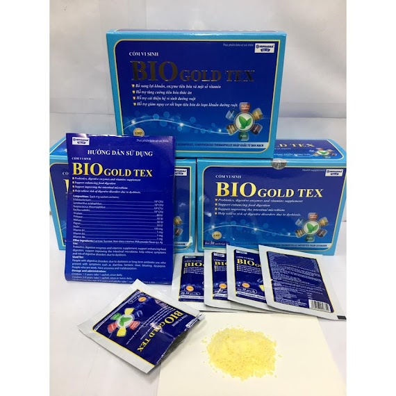 Cốm Vi Sinh Bio Gold Tex Giúp Bé Ăn Ngon, Giảm Rối Loạn Tiêu Hóa, Táo Bón, Tiêu Chảy - Hộp 30 Gói Bổ Sung 4 Tỷ Lợi Khuẩn