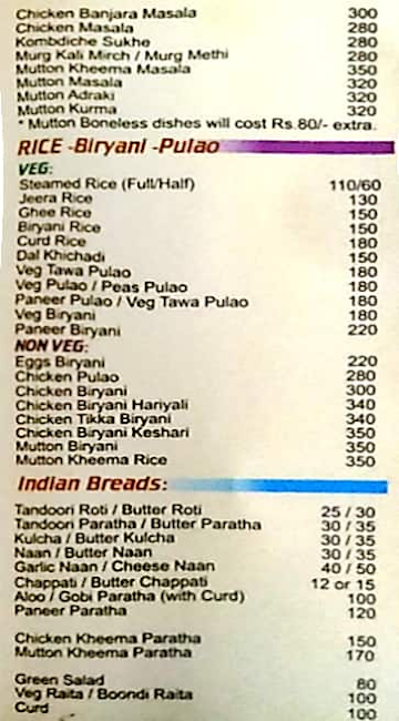 Heera's Ice Point menu 