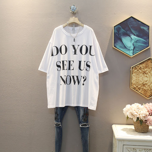 Title 10, Printed Loose Short-sleeved Fat Sister And Girl...