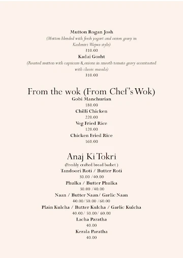 Dadi's Kitchen, lakkasandra menu 