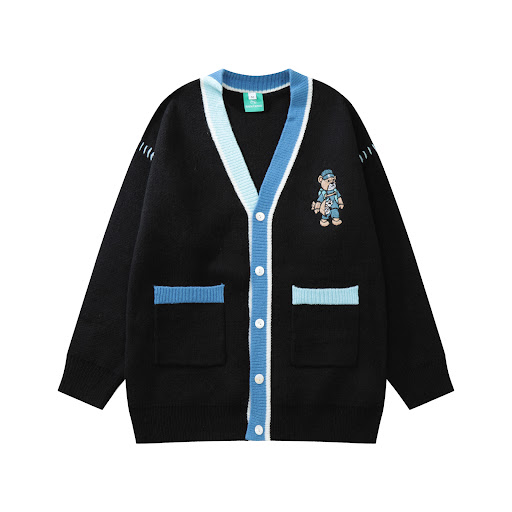 Title 13, Mens And Womens Cardigan Knitted Bear Embroid...