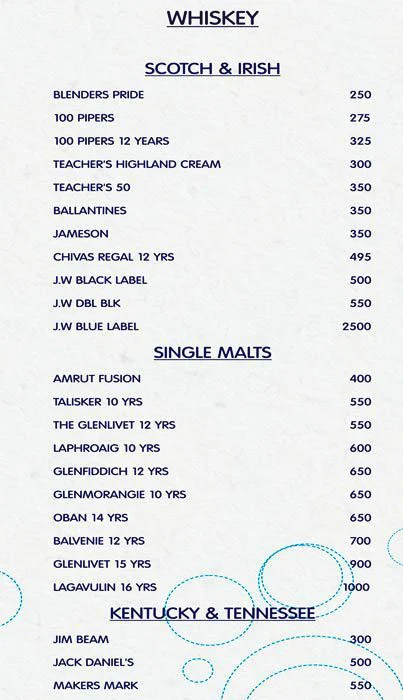 Blue Frog menu 