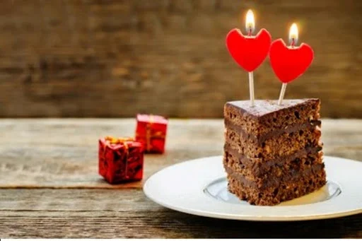 Red Heart Shaped Cake Candle