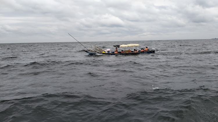 Omena fishermen in their boat when going for fishing expedition in Rusinga ,Suba Noth, Homa Bay county