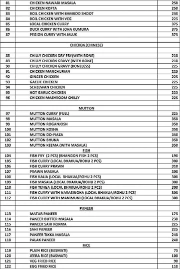 Khana Khazana menu 