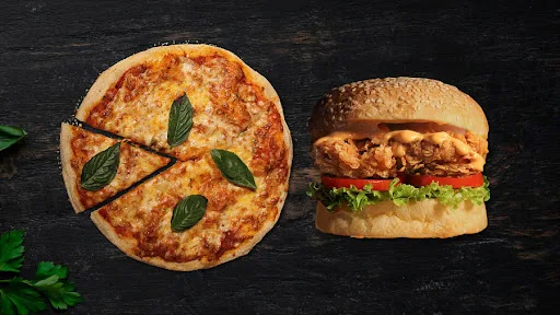 Margherita Pizza (12 Inch) & Royale Crispy Chicken Burger Combo