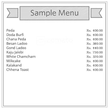 Bhagat Ji Sweets menu 