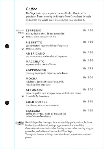 Cafe White Sage menu 