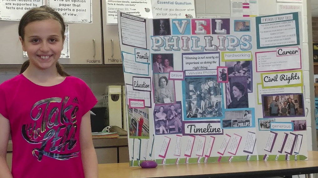 Audrey and her photoboard