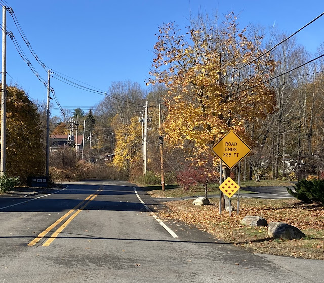 A dead end section of the road in Leicester Massachusetts used by Saratoga Convention Army in 1777