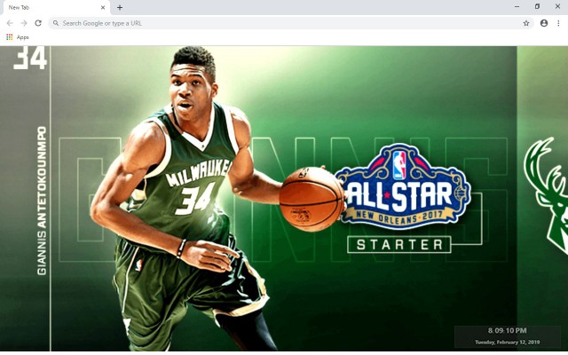 Giannis Antetokounmpo NBA New Tab