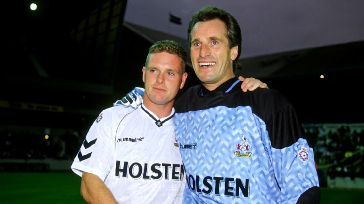 Paul Gascoigne with Ray Clemence (right) on August 17 1990