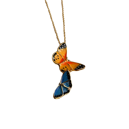 Title 5, Handmade Enamel Painted Butterfly Necklace, a u...