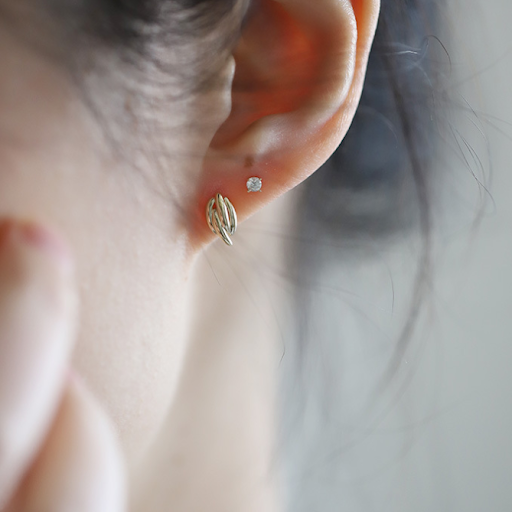 Title 3, S925 Sterling Silver Gold-plated Stud Earring W...