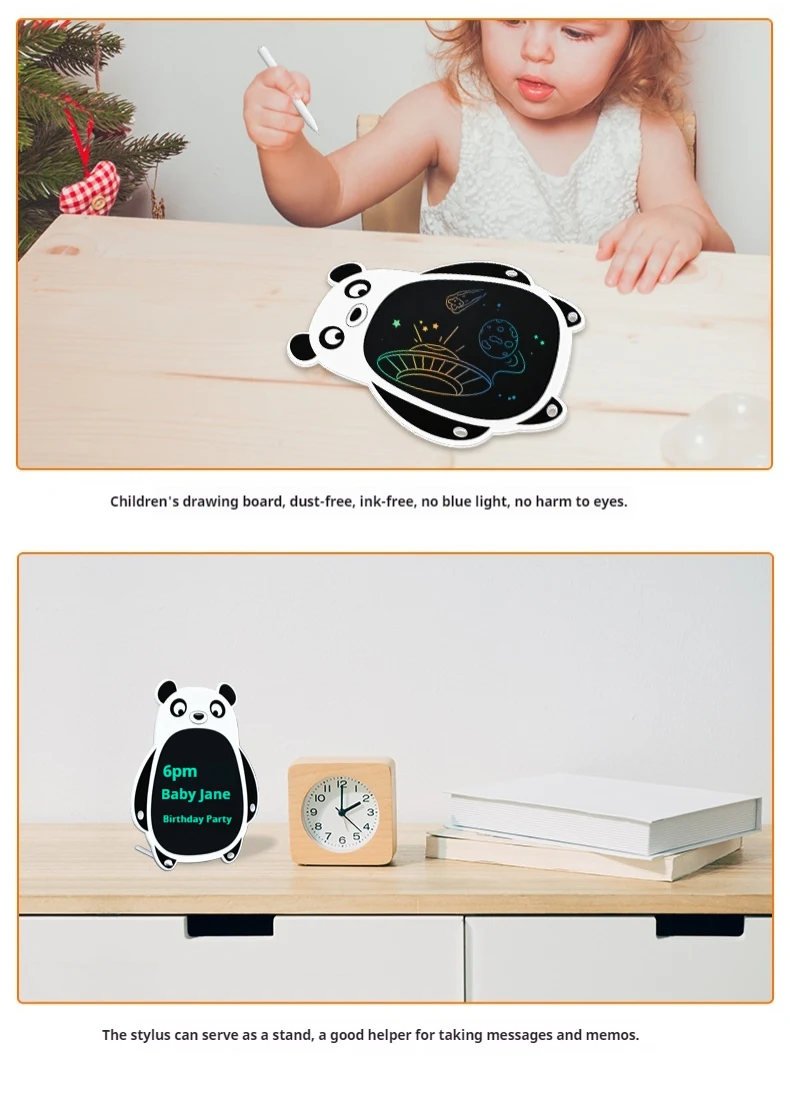 Title 3, Çocuk Çizim Tahtası LCD Panda Tek Renk Ekran Ka...