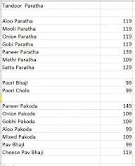Paratha Express menu 1