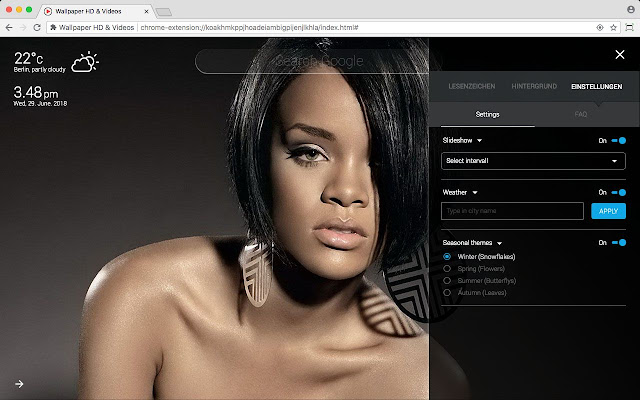 Rihanna Full HD Wallpaper New Tab Theme