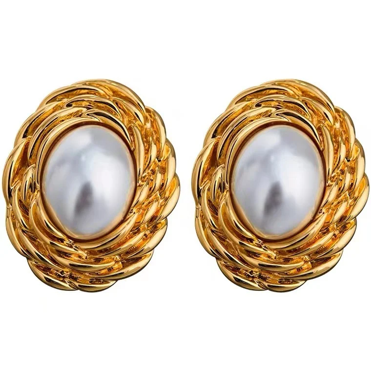 Title 5, Brincos femininos de design retrô dourado luxuo...