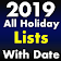 2019 All Holidays Lists With Date icon