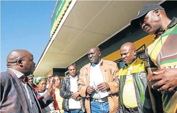 POSSIBLE DELAYS: Lawrence Mambila leads the ANC march to hand over a memorandum to PEC member Fundile Gade at the OR Tambo regional offices in Mthatha on Thursday.