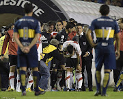 The attack appeared to happen in the tunnel as the River players made their way out for the second half. Picture Credit: AFP/Getty Images