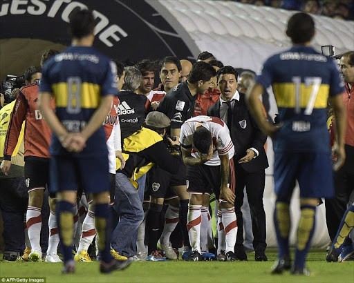 The attack appeared to happen in the tunnel as the River players made their way out for the second half. Picture Credit: AFP/Getty Images