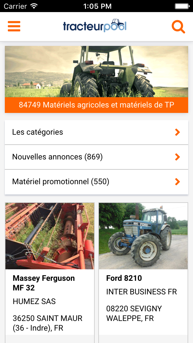 Android application tractorpool screenshort