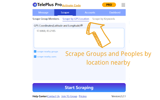 Telegram Scrape Groups by GPS Location