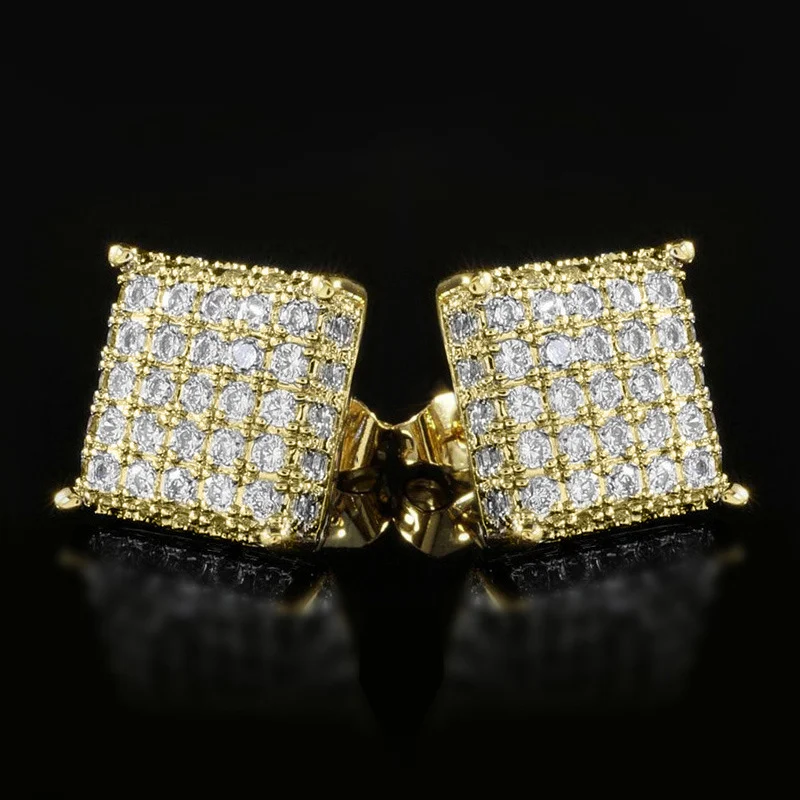Boucles d'oreilles clous carrées en zircon micro-incrusté, tendance mode. Sublimez votre style avec ces boucles d'oreilles élégantes pour femmes.
