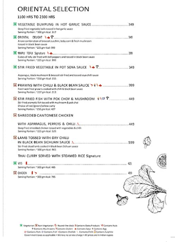 Zodiac menu 