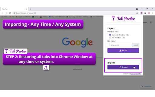 Tab Porter - Export & Restore Chrome Windows