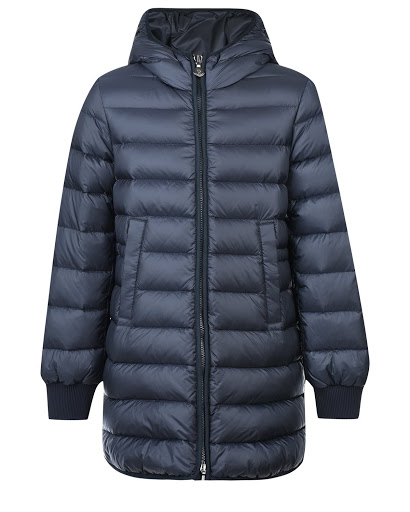 Купить Синее пуховое пальто с боковыми разрезами детское Moncler 4994805 53048 778