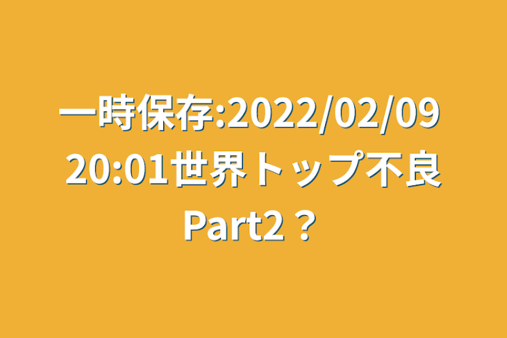 「一時保存:2022/02/09 20:01世界トップ不良Part2？」のメインビジュアル