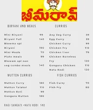 Bheema Rao Mess menu 1