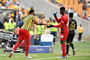 Itumeleng Khune and Daniel Akpeyi of Kaizer Chiefs.